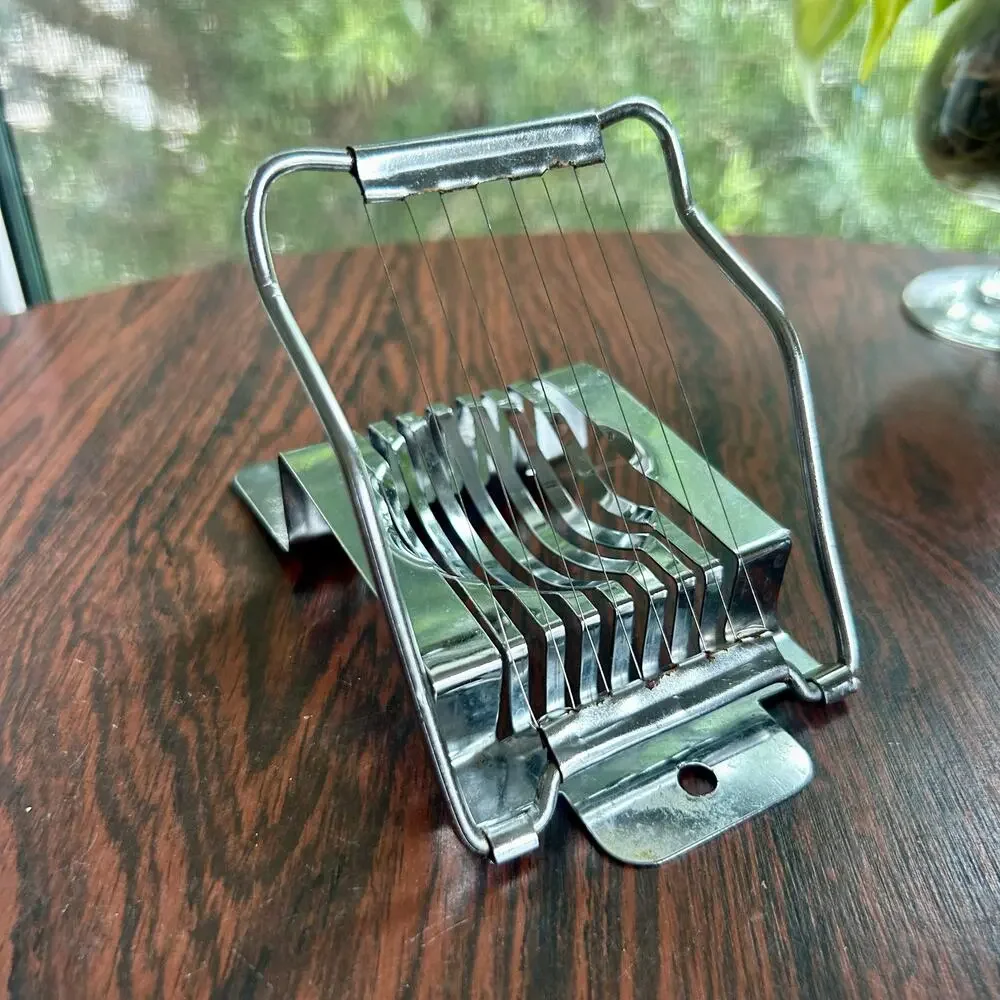 Vintage Egg Slicer Retro Kitchen Gadget Hong Kong Metal Utensil 1960s